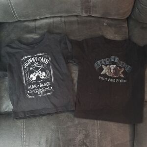 Kids Black Graphic Band T-Shirts Set Of 2 Size 18 Months